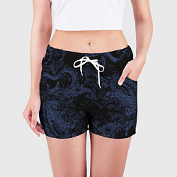 Шорты женские Синий дракон на черном, цвет: 3D-принт — фото 2