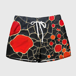 Шорты женские Красная абстракция на черном лаке, цвет: 3D-принт
