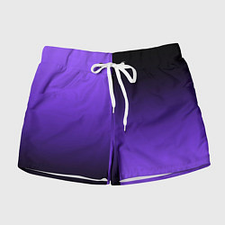 Шорты женские Чёрно-сиреневый градиент пополам, цвет: 3D-принт