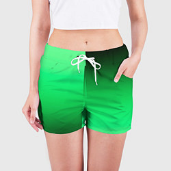 Шорты женские Чёрно-зелёный градиент пополам, цвет: 3D-принт — фото 2