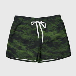 Шорты женские Темно-зеленая камуфляжная текстура, цвет: 3D-принт