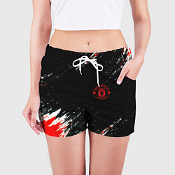 Шорты женские Манчестер краски штрихи, цвет: 3D-принт — фото 2