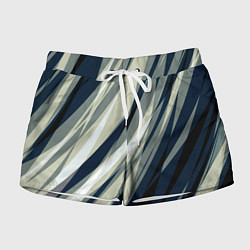 Шорты женские Синий с оливковым диагональные полосы, цвет: 3D-принт