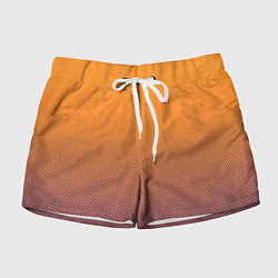Шорты женские Градиент оранжевый в фиолетовый мелкий ромбик, цвет: 3D-принт
