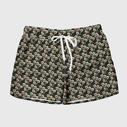 Женские шорты Нежный цветочный тёмный зелёный