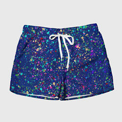 Шорты женские Синий с разноцветными брызгами, цвет: 3D-принт