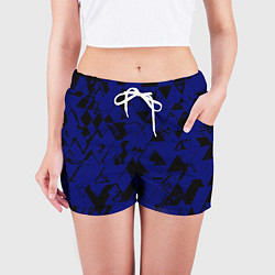 Шорты женские Синий с чёрными деталями абстракция, цвет: 3D-принт — фото 2