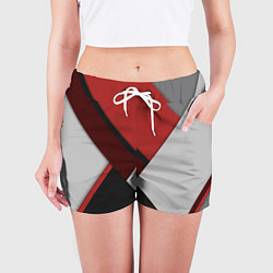 Шорты женские Color black red grey, цвет: 3D-принт — фото 2
