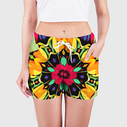 Шорты женские Салатовый калейдоскоп, цвет: 3D-принт — фото 2