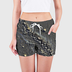 Шорты женские Тёмный серый абстракция звёзды, цвет: 3D-принт — фото 2