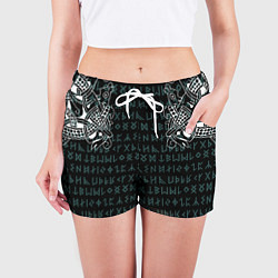 Шорты женские Руны и татуировки викингов, цвет: 3D-принт — фото 2