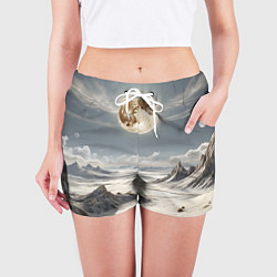 Шорты женские Луна и горы, цвет: 3D-принт — фото 2
