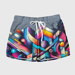 Шорты женские Геометрическое абстрактное граффити, цвет: 3D-принт