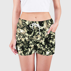 Шорты женские Пятнистый чёрно-бежевый, цвет: 3D-принт — фото 2