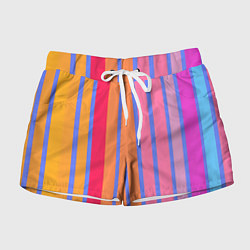 Шорты женские Теплые цветные полосы, цвет: 3D-принт