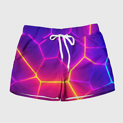Шорты женские Синие плиты с фиолетовым свечением, цвет: 3D-принт