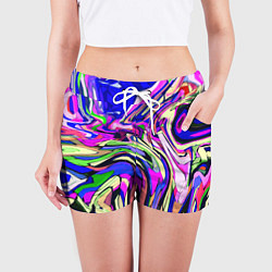 Шорты женские Абстракция пластика синий, цвет: 3D-принт — фото 2