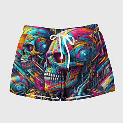 Шорты женские Cyber skull - pattern, цвет: 3D-принт