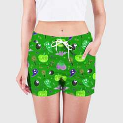 Шорты женские Halloween green, цвет: 3D-принт — фото 2