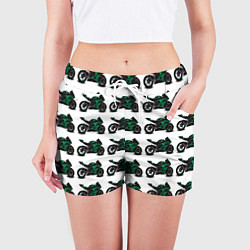 Шорты женские Motorbike dark green, цвет: 3D-принт — фото 2