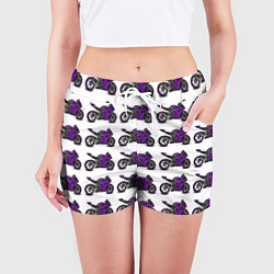 Шорты женские Motorcycle purple, цвет: 3D-принт — фото 2
