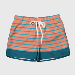 Шорты женские Полосатый мандариновый морской рассвет, цвет: 3D-принт