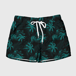 Шорты женские Palm light blue dark, цвет: 3D-принт