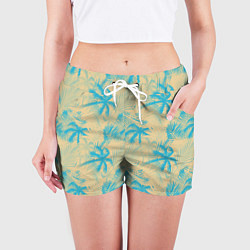 Шорты женские Palm light blue beige, цвет: 3D-принт — фото 2