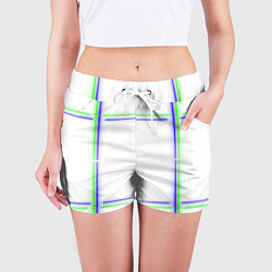 Шорты женские Neon white green light blue, цвет: 3D-принт — фото 2