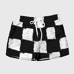 Шорты женские Черные квадраты в виде шахматной доски, цвет: 3D-принт