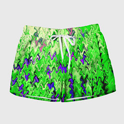 Женские шорты Ярко-зелёный стекающая абстаркция