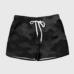 Шорты женские Черно-серая текстура камуфляжа, цвет: 3D-принт