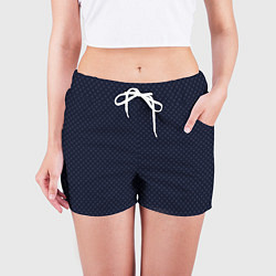 Шорты женские Тёмный сине-фиолетовый мелкий квадрат паттерн, цвет: 3D-принт — фото 2