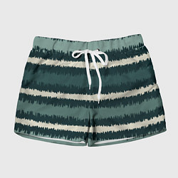 Шорты женские Полосы зигзагообразные зеленые, цвет: 3D-принт