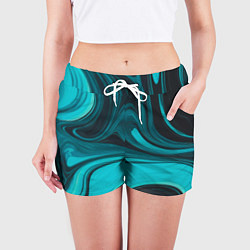 Шорты женские Мраморный малахитовый узор из изумрудных разводов, цвет: 3D-принт — фото 2