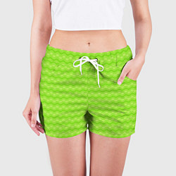 Шорты женские Зеленый неоновый узор арт деко, цвет: 3D-принт — фото 2