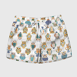 Шорты женские Орнамент Совы, цвет: 3D-принт