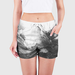 Шорты женские Серые морские волны абстракция, цвет: 3D-принт — фото 2