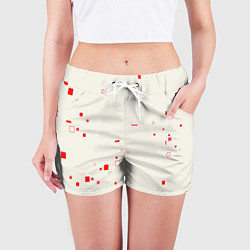 Шорты женские Color white red shapes, цвет: 3D-принт — фото 2