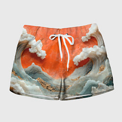 Шорты женские Японский пейзаж абстракция, цвет: 3D-принт