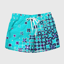 Шорты женские Геометрическая метаморфоза на бирюзе, цвет: 3D-принт