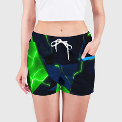 Шорты женские Neon tile green, цвет: 3D-принт — фото 2