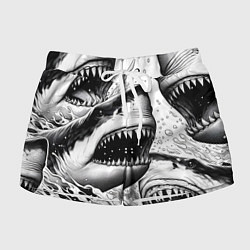 Шорты женские Белая акула - стая, цвет: 3D-принт