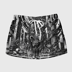 Шорты женские Cyber urban skull - ai art fantasy, цвет: 3D-принт
