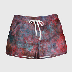 Шорты женские Абстракция - red rust on blue, цвет: 3D-принт