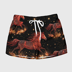 Шорты женские Огненные лошади - паттерн, цвет: 3D-принт