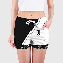 Шорты женские Ювентус геометрия полосы текстура, цвет: 3D-принт — фото 2