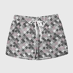 Шорты женские Цветочный серо-розовый узор ретро, цвет: 3D-принт