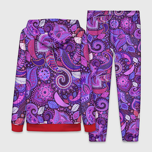 Женский костюм Фиолетовый этнический дудлинг / 3D-Красный – фото 2