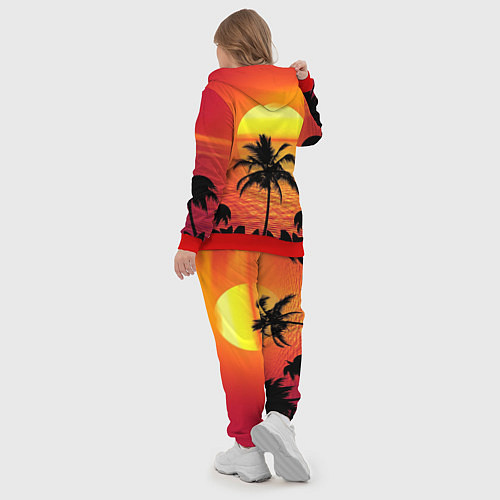 Женский костюм Пальмы на фоне моря / 3D-Красный – фото 5